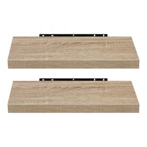 EUGAD Étagère Murale Lot de 2 étagères tablettes Style Moderne en Bois,60x22,9x3,8cm Chêne Jaune 0116QJ-2 (Eugad, neuf)