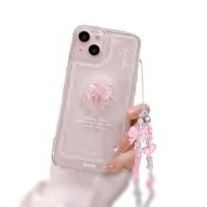 Ownest Compatible avec Coque iPhone 13 Cute Rose Arc Aesthetic Transparent Slim Design Antichoc Housse TPU Femme Fille Camera Lens Protection Etui + Flash Color Crystal Perles Chaîne (Ownest brand, neuf)