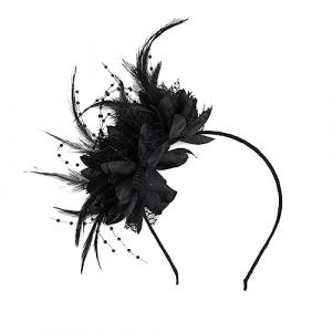Bandeau Plume Année 20, Serre Tête Femme Vintage Élégant Fleur Serre-tête Bandeau de Plumes Fascinator Feather Headband Accessoires Cheveux pour Cocktail Mariage Thé Fête (4845966456652656456, neuf)