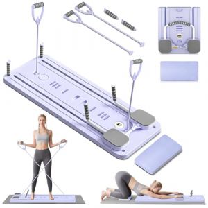 Reformer Pilates Portable - Entraîneur Abdos/Core avec Rouleau Auto-Rebond, Bandes de Résistance & Planche Réglable - Fitness Domicile (OnniceEU, neuf)