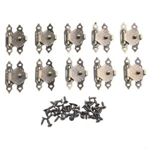 Lot de 10 fermoirs avec 40 vis en fer pour boîte à bijoux, boîte en bois, cadenas, petits moraillon en bronze antique (bronze antique) (GentleHome, neuf)