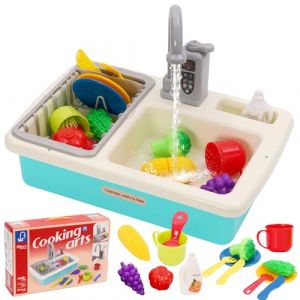 Ensemble &eacute;vier de Cuisine Evier Jouet Enfant avec Lave-Vaisselle, Robinet Am&eacute;lior&eacute;, Recyclage de l'eau Jouets de Jeu de R&ocirc;le pour Enfants Gar&ccedil;ons Filles de 3 4 5 6 7 Ans(Vert) (suncitykids, neuf)