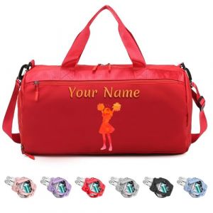 Sac de Sport Personnalis&eacute; avec Nom, Sac Polochon Personnalis&eacute; pour Hommes et Femmes, Cadeau pour Les Amateurs de Fitness/Voyage - avec Poche S&egrave;che et Humide et Compartiment &agrave; Chaussures - Rouge (DUOYUN Store, neuf)