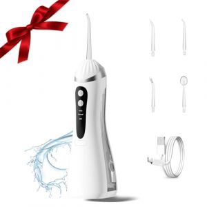 Jet Dentaire Hydropulseur Portable Sans Fil, 4 Buses 3 Modes USB Charg&eacute; &Eacute;tanche IPX7, 200 ML, Dentaire Sans Fil Portable Water Flosser, ultra-fin de 0,6 mm, Pour La Maison et Les Voyages, Blanc (Zynexo  O&Uuml;, neuf)