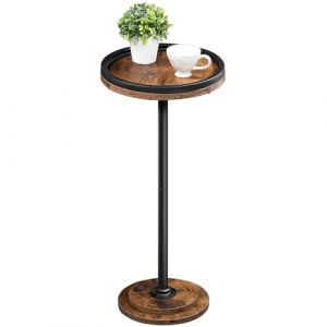 HOOBRO Table d&rsquo;Appoint, Table de Cocktail, Bout de Canap&eacute; Rond, Table de bistrot Ronde pour Petit Espace, Salon, Chambre, Marron Rustique EBF168BZ01 (HOOBRO FR, neuf)