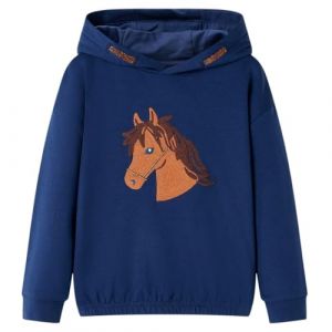 vidaXL Sweat-Shirt &agrave; Capuche pour Enfants V&ecirc;tement Imprim&eacute; Cheval Bleu Marine 92 (vidaXL FR, neuf)