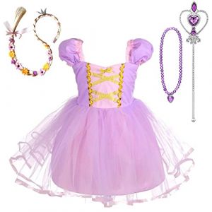 Lito Angels Deguisement Robe en Tulle Princesse Raiponce avec Accessories Bebe Fille, Anniversaire Fete Carnaval Costume Halloween, Taille 6-12 mois (Lito Angels FR, neuf)