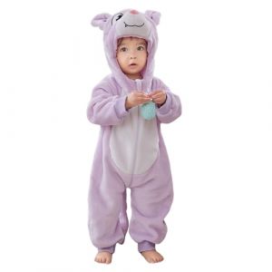 Monstoyo Grenouill&egrave;re Hiver B&eacute;b&eacute;, Combinaison Pyjama Flanelle Animaux Licorne Dinosaure, Combi Pilote &agrave; Capuche, Cute Enfant Gar&ccedil;on Fille Chauve Souris Violette 100(18-24 Mois) (Monstoyo, neuf)