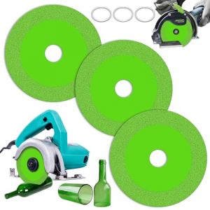 Coicok 3 Pièces Disque Coupe Verre, Disque Diamant 125 Carrelage, Ø 22,23 mm Coupe Verre Diamant, Coupe Bouteille en Verre, Coupe Verre Professionnel pour Bouteilles, Porcelaine ou Jade(Vert) (Coicok, neuf)