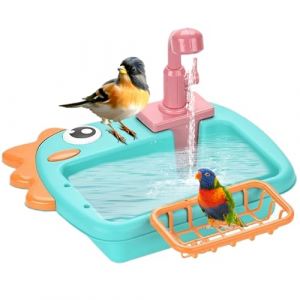 Baignoire Automatique pour Oiseaux, Fontaine de Bain Automatique pour perroquets, Baignoire Oiseaux Cage avec robinets pour Le Nettoyage et Le Bain des perruches de Petite (lanmijia, neuf)