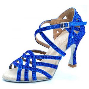MINITOO Femme Danse Chaussures avec Strass Mariage Soirée Sandals avec Talon L357 Bleu EU 43 (Shaoguanshi Borun Maoyi Youxiangongsi, neuf)