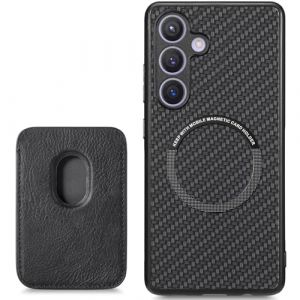 FAOMSEBS Coque pour Samsung S24 pour MagSafe, avec Portefeuille Magn&eacute;tique et Porte-cartes [Texture en Fibre de Carbone Portefeuille] Antichoc &Eacute;tui Housse pour Samsung Galaxy S24 Coque (FAOMSEBS-FR, neuf)