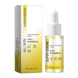 Supersérum Nouveau 5 en 1 : C Super pour les femmes Paquet complet pour éclaircir le visage rides avec collagène VC 30 ml KjA430 (jaune, 2,8 x 10,3 cm) (H.eternal, neuf)
