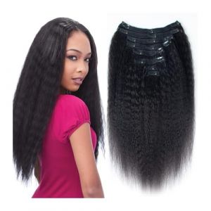 Extension a Clip Cheveux Extensions de cheveux crépus raides à clipser Extensions de cheveux humains à clipser for femmes noires Cheveux naturels Noirs crépus Yaki raides à clipser Cheveux humains bré (xiaoxiwenuk, neuf)