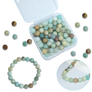 BLAESIFF 100pcs Amazon perles rondes naturelles, perles semi-pr&eacute;cieuses naturelles, pierres pr&eacute;cieuses lisses pour la fabrication de bijoux, bracelets et colliers &agrave; faire soi-m&ecirc;me (8mm) (SHUOMEI-US, neuf)