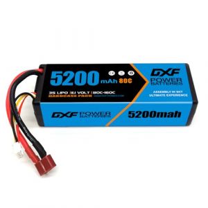 DXF 1 Paquets Batterie lipo 3s 5200mah 11.1v - Haute Performance pour h&eacute;licopt&egrave;re rc, Avion, multirotor et Plus - lipo Battery 80c avec fiche t - lipo 3s id&eacute;ale Camion, Slash VXL,h&eacute;licopt&egrave;re RC (DXF Lipo Store, neuf)