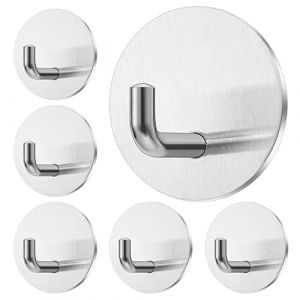 Flintronic Crochet Adh&eacute;sif, Crochet Mural de Salle de Bains en Acier Inoxydable, 6 Pi&egrave;ces Crochet Serviette Auto-adh&eacute;sifs Sans Percer pour la Cuisine, Salon et Bureau, Anti-rouille et &eacute;tanche (Argent) (XJYEU, neuf)