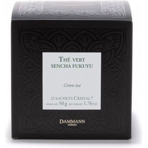 Th&eacute; vert Sencha Fukuyu de Dammann Fr&egrave;res 25 sachets Cristal poids net 50 g (Koopthee France, neuf)