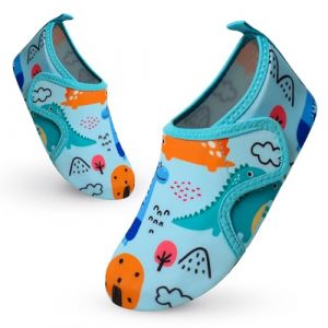 Vorvowry Chaussure Plage Enfant Fille Gar&ccedil;on Antid&eacute;rapant S&eacute;chage Rapide Lumi&egrave;re Piscine Aquatique Chaussures d Eau Dinosaure Bleu 24-25 (Vorvowry, neuf)