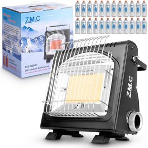 Z.M.C Chauffage à gaz portable 2 en 1 + 24 cartouches de gaz de 227 g - Chauffage de camping en céramique - 1,7 kW - Chauffage à gaz pour extérieur et terrasse, jardin et balcon - Chauffage mobile (Z.M.C_GMBH, neuf)