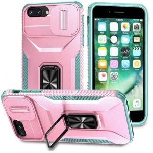 xinyunew Coque pour iPhone 6 Plus/iPhone 7 Plus,avec 360&deg;Support Rotatif de Bague magn&eacute;tique Dur PC et TPU Silicone Antichoc Protection Housser Compatible iPhone 6 Plus/iPhone 8 Plus -Rose Vert (xinyunew, neuf)