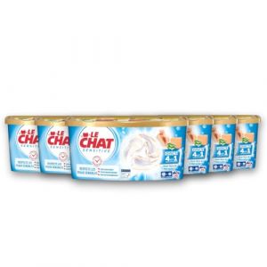 LE CHAT - Sensitive - Disc 4en1 -Savon de Marseille & Aloe Vera - Respecte les Peaux Sensibles -Sans Conservateur -Parfum Hypoallergénique -Testé Dermatologiquement -Efficacité Le Chat - 6x35 Capsules (PENNGUIN-FR, neuf)