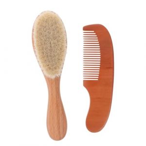 MOTHNUR Set Brosse Laine Naturelle et Peigne Ergonomique Doux pour Chevelu Sensible et Portable Cadeau Shower pour (Huajiay, neuf)