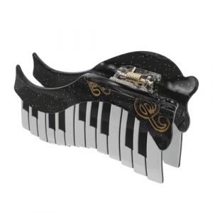 SOIMISS Pince &agrave; Cheveux Musicale en Ac&eacute;tate Motif Piano Ondul&eacute;, Clip Antid&eacute;rapant pour Cheveux Longs, &Eacute;pais et Boucl&eacute;s, Accessoire Coiffure Original pour Concerts et &Eacute;v&eacute;nements, Barrette (Star-wish, neuf)