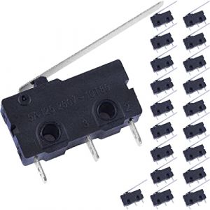 DAOKAI 30PCS Micro Interrupteur de Fin de Course Longue Droite Charnière Levier Bras 28MM 1NO 1NC 5A 125V/250V Commutateur de Contact Momentané pour Divers Équipements d'Automatisation Industrielle (DAOKAI EU, neuf)