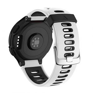 NotoCity Bracelet 735xt Forerunner Montre Fitness Tracker Silicone Souple Bracelet de Replacement Sport Compatible Forerunner 230/235/620/630/735XT boucle d'argent Noir + blanc (NotocityEU, neuf)
