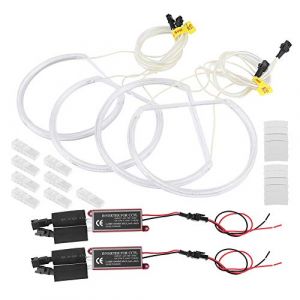 Qiilu Voiture Angel Eyes Lights Set Blanc CCFL Angel Eyes Halo Anneaux Lampe Lumineuse Haute Luminosité Fit pour E46 Coupé/Convertible 1993-2003 pour E46 Berline 1995-2005 (Moonyeu, neuf)