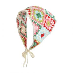 Crochet creux &eacute;charpe cheveux bandeau femme vacances foulard fleur foulard bandeau tricot&eacute; t&ecirc;te Wrap pour voyage mode accessoire cheveux (QDnanh, neuf)