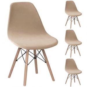 Housse de Chaise Scandinave en Velours Lot de 2 Housses de Chaise de Salle &agrave; Manger Extensibles Couverture Protection Chaises Scandinaves Lavable pour Cuisine Maison H&ocirc;tel Rose(Beige-gris,Lot de 4) (taiyuansuandashangmaoyouxiangongsi, neuf)