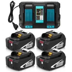 Pack de 4 Batteries 10.0Ah de Rechange pour Makita Batterie 18V BL1860B + Chargeur &agrave; Double Port DC18RD Compatible Outils sans Fil LXT DHP485 DTD154 DHS68 (4X 10.0Ah Batterie+DC18RD) (FR-Boetpcr, neuf)