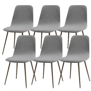 Lydevo Housse de Chaise Scandinave Extensible Lot de 6 Moderne Housse de Chaise de Salle à Manger Lavable Universel Couverture de Chaise de Cuisine Décor de Cuisine Maison,Diagonale#Gris Pâle (lydevo, neuf)