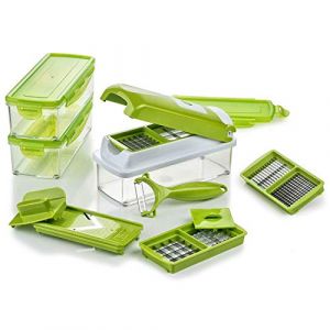 Genius Mandoline Nicer Dicer Smart 14en1 Multifunction Professionelle vert - Coupe-légumes avec Grilles de découpe + Poussoir, Rabot, Eplucheur | dés, bâtonnets, tranches, bandes (Genius GmbH, neuf)