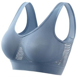 Soutien Gorge sans Armature Invisible Brassiere Sport Femme Maintien Fort Rembourr&eacute; Lingerie Soutien-Gorge Senior Confortable Large Bandeau &Eacute;paule R&eacute;glable Allaitement Coton Bleu 3XL (Clumanbbl, neuf)
