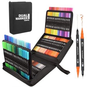 Gelanty Feutres Coloriage Adulte, 120 Stylos Dual Tip Brush Lot de Marqueurs d'art Calligraphie Lettrage Feutre pour Coloriage Adulte, Croquis, Peinture, Création Artistique (Gelanty, neuf)