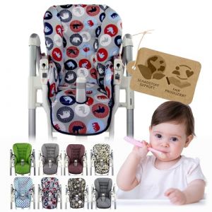 Housse de rechange pour coussin d'assise [Housse pour chaise haute] compatible avec Peg Perego Prima Pappa DINER (éléphants marins) (Bambiniwelt24, neuf)