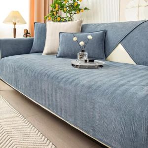 Gluhbirnen Housse de canapé pour assise antidérapante - Motif à chevrons - Protection de canapé pour chien et chat - Bleu gris A, 90 x 160 cm (Gluhbirnen, neuf)