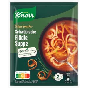 Schwäbische flädle suppe - Bouillon pour une préparation Rapide Sans Additifs, soupe souabe aux crêpes - Feinschmecker - 2 portions - Compatible avec Knorr - 90g (PAStation, neuf)
