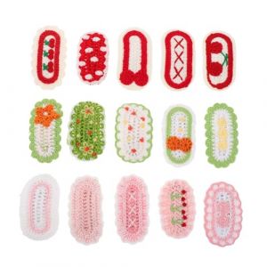 LOORGVEL 15 Pi&egrave;ces Crochet Knit Hair Clips For Snap Barrettes Lightweight Flower Hairpins Accessories For Parties School Events (YANJHG, neuf)