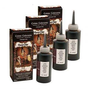 Lot 3 Cr&egrave;mes Colorantes Noir 100% Naturel Sans Sulfates Pour Cheveux Coloration Semi Permanente Naturelle Soin Henn&eacute; Capillaire 3 x 90ml (AMA-ZEN, neuf)