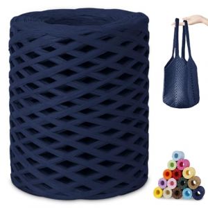CAMAL Raphia &agrave; Crocheter, 200m Rafia Naturel Fil de Rafia Crochet pour Sac, 3mm Fil de Raphia Papier pour Crochet DIY Artisanat, Parti Chapeau, Bouquet De Mariage (Bleu marine) (CAMAL-UK, neuf)