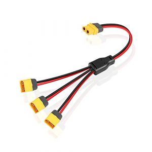 GINTOOYUN Rallonge répartiteur XT60 - 1 prise femelle vers 3 fiches - 12 AWG - XT60 - Pour panneau solaire, générateur solaire, centrale électrique portable, drone, camping-car, bateau, etc. (0,3 m) (FENGQLONG, neuf)