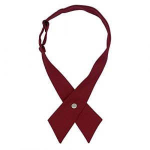 AUSUAYA Nœud papillon croisé pré-noué pour femme/homme, cravate croisée pour uniforme d'écolière, cosplay, t-shirt ou Saint-Valentin GBW-B-T2, bordeaux, taille unique (AUSUAYA - FR, neuf)