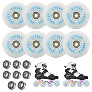 PORFOYO Lot De 8 Roues De Rollers En Ligne 72/76/80 MM, Avec Roulement &Agrave; Billes, Roue De Roller, Roues Universelles En Polyur&eacute;thane Pour Tous Les Types De Patins &Agrave; Roulettes (72MM) (ALFAXCELE, neuf)
