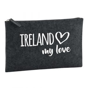 Huuraa trousse de toilette Ireland my love Trousse de toilette cadeau en feutre anthracite 1 litre Ireland my love Pr&eacute;sent (Hellweg Handelsbetrieb Soest, neuf)