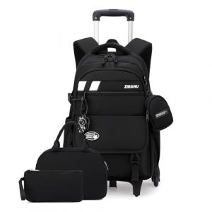 TRAVELKNOT 3pcs Sac &agrave; Dos Roulette Primaire Cartable Scolaire Enfant Fille Sac Roulette Trolley Bagage Cabine Cartable &agrave; Roulette Fille Garcon Scolaire (BonSAC&reg;, neuf)