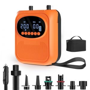 Pompe Électrique 20 PSI pour Sup - Pompe Intelligente Rechargeable avec Connecteur 12V, Gonflage/Dégonflage Auto-Arrêt - pour Paddle, Kayak, Tentes, Matelas Air, Jouets Piscine (Buybuy-FR, neuf)